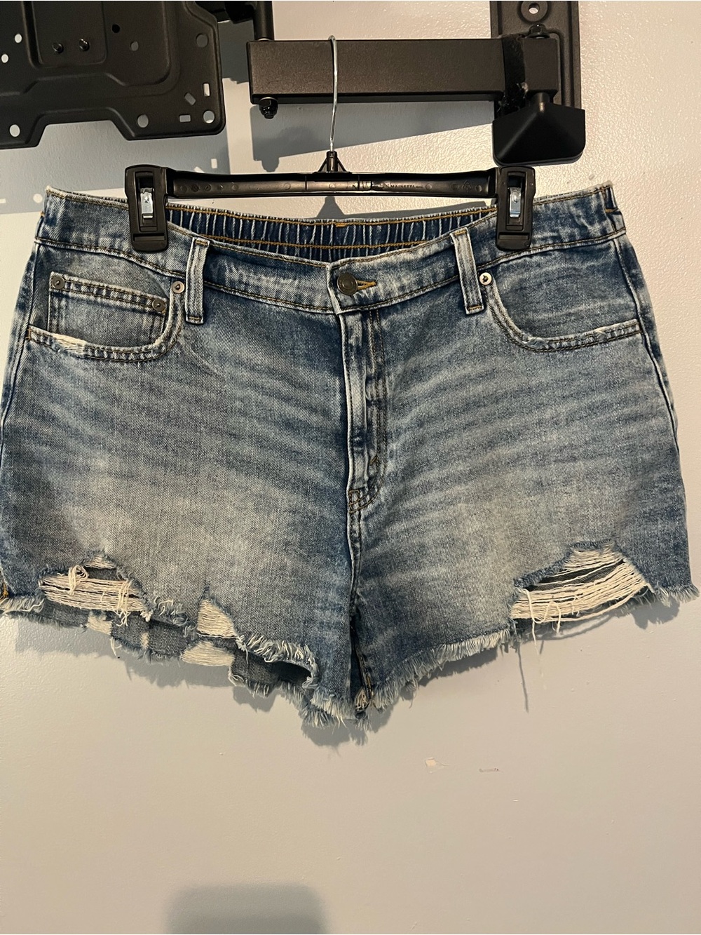 aerie Distressed Light Blue Denim Jean Shorts